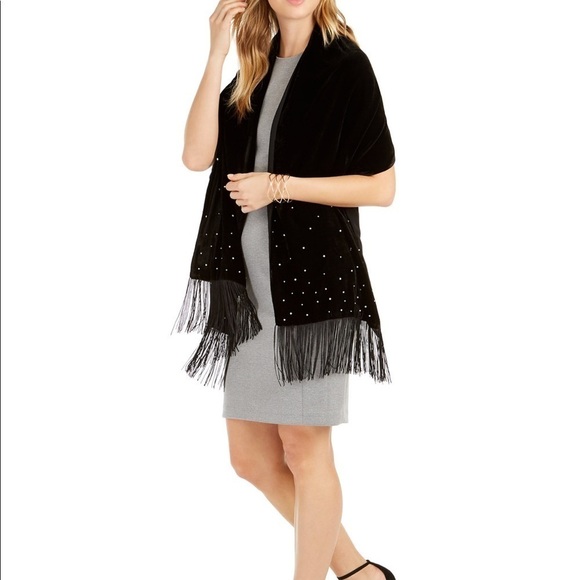 INC International Concepts Accessories - INC Embellished Velvet Wrap with Fringe